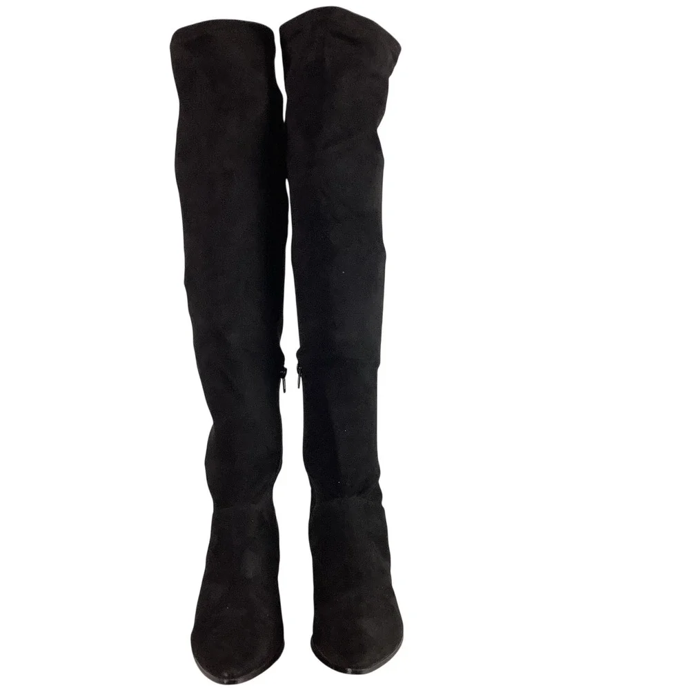 Steve Madden Black Suede Over The Knee Boots Pointed Toe Block Heel Women 8.5